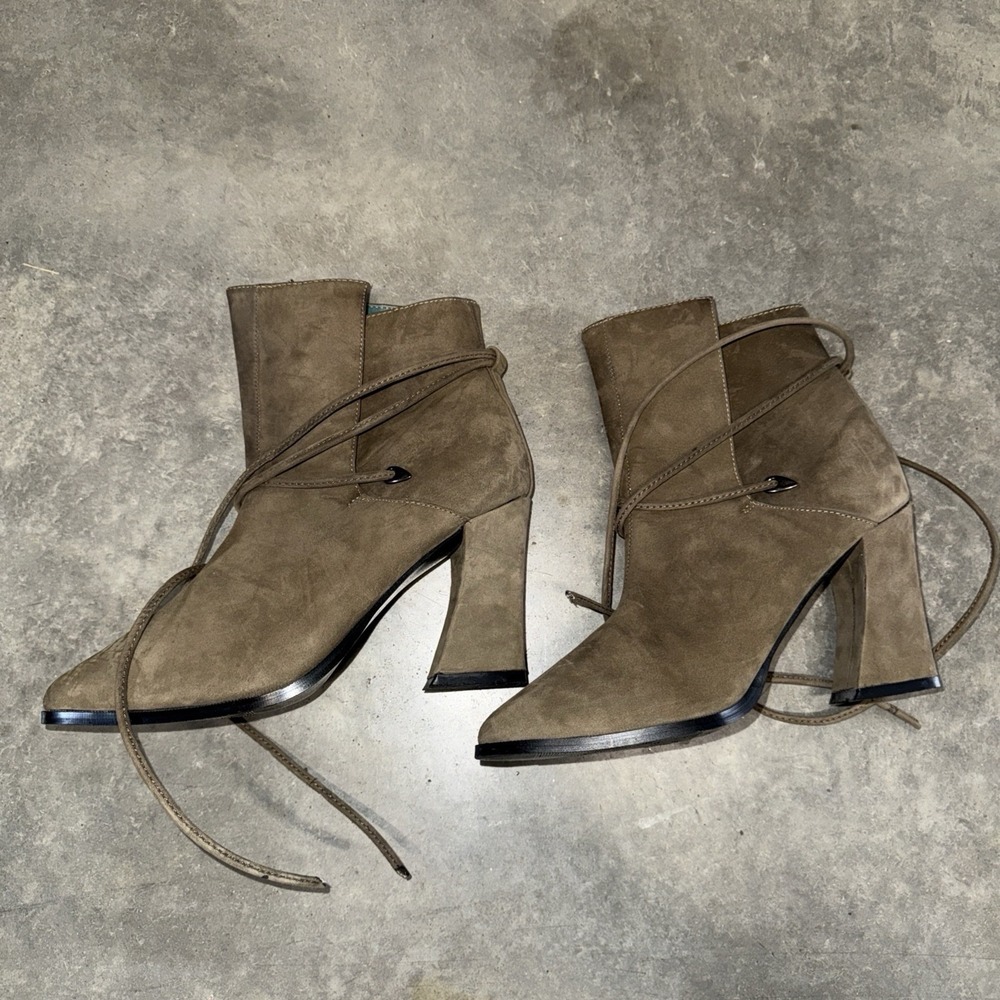 Vintage‎ Colin Stuart Women's Light Brown Suede Bow Decor Ankle Boots Size 7.5